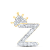 10kt Yellow Gold Mens Baguette Diamond Crown Z Letter Charm Pendant 3/4 Cttw
