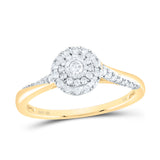 10kt Yellow Gold Womens Round Diamond Cluster Ring 1/4 Cttw