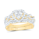 10kt Yellow Gold Round Diamond Bridal Wedding Ring Band Set 1-1/4 Cttw