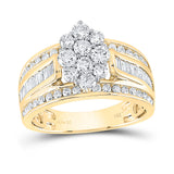 14kt Yellow Gold Round Diamond Cluster Bridal Wedding Engagement Ring 1-1/2 Cttw