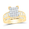 10kt Yellow Gold Round Diamond Cluster Bridal Wedding Engagement Ring 7/8 Cttw