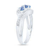 Sterling Silver Womens Round Synthetic Blue Topaz 3-stone Ring 1/2 Cttw