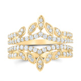 14kt Yellow Gold Womens Round Diamond Wrap Enhancer Wedding Band 1 Cttw