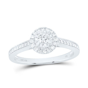 14kt White Gold Round Diamond Solitaire Bridal Wedding Engagement Ring 3/8 Cttw