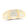 10kt Yellow Gold Mens Round Diamond Square Cluster Ring 1/8 Cttw