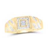 10kt Yellow Gold Mens Round Diamond Square Cluster Ring 1/8 Cttw