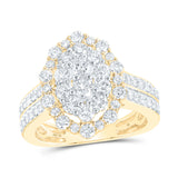 10kt Yellow Gold Womens Round Diamond Oval Ring 1-5/8 Cttw