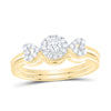 10kt Yellow Gold Round Diamond Halo Bridal Wedding Ring Band Set 1/4 Cttw