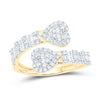 14kt Yellow Gold Womens Baguette Diamond Cuff Bypass Heart Ring 5/8 Cttw