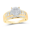 10kt Yellow Gold Round Diamond Cluster Bridal Wedding Engagement Ring 1/2 Cttw