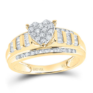 10kt Yellow Gold Round Diamond Heart Bridal Wedding Engagement Ring 1/2 Cttw