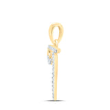 10kt Yellow Gold Womens Round Diamond T Initial Letter Pendant 1/12 Cttw