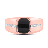 10kt Rose Gold Mens Cushion Onyx Diamond Band Ring 2 Cttw