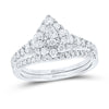 14kt White Gold Pear Diamond Bridal Wedding Ring Band Set 1 Cttw