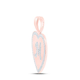 10kt Rose Gold Womens Round Diamond Heart M Letter Pendant 1/4 Cttw