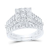 10kt White Gold Round Diamond Bridal Wedding Ring Band Set 2 Cttw