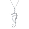 10kt White Gold Womens Round Diamond Sea Horse Animal Pendant 1/20 Cttw