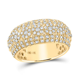 14kt Yellow Gold Mens Round Diamond Luxury Lined Cluster Band Ring 2-1/4 Cttw