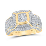 10kt Yellow Gold Mens Round Diamond Square Ring 3 Cttw