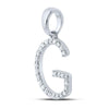 14kt White Gold Womens Round Diamond G Initial Letter Pendant 1/5 Cttw