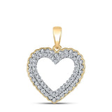 10kt Yellow Gold Womens Round Diamond Heart Pendant 1/3 Cttw