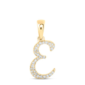 10kt Yellow Gold Womens Round Diamond E Initial Letter Pendant 1/8 Cttw