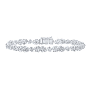 Sterling Silver Womens Round Diamond Fashion Bracelet 1/3 Cttw