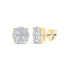 10kt Yellow Gold Womens Round Diamond Cluster Earrings 1/2 Cttw