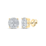 10kt Yellow Gold Womens Round Diamond Cluster Earrings 1/2 Cttw