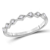 10kt White Gold Womens Round Diamond Stackable Band Ring 1/10 Cttw