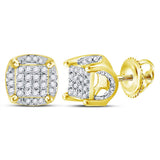 10kt Yellow Gold Round Diamond Cluster Stud Earrings 1/5 Cttw