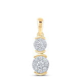 10kt Yellow Gold Womens Round Diamond Double Cluster Pendant 1/4 Cttw