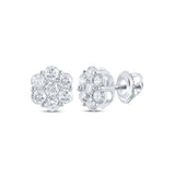 14kt White Gold Womens Round Diamond Flower Cluster Earrings 2-1/3 Cttw