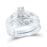 10kt White Gold His Hers Round Diamond Matching Wedding Set 1/5 Cttw
