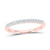 14kt Rose Gold Womens Round Diamond Wedding Single Row Band 1/6 Cttw