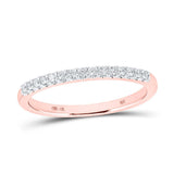 14kt Rose Gold Womens Round Diamond Wedding Single Row Band 1/6 Cttw