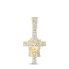10kt Yellow Gold Mens Round Diamond Jesus Cross Charm Pendant 1/2 Cttw