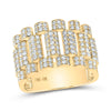 10kt Yellow Gold Mens Round Diamond Statement Band Ring 1-5/8 Cttw