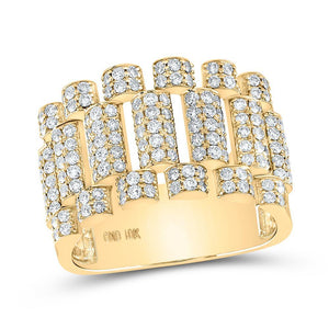 10kt Yellow Gold Mens Round Diamond Statement Band Ring 1-5/8 Cttw