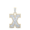 10kt Yellow Gold Mens Round Diamond X Initial Letter Charm Pendant 1 Cttw