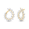 14kt Yellow Gold Womens Round Diamond Twist Vine Hoop Earrings 1 Cttw