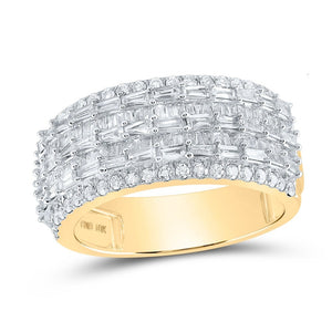 10kt Yellow Gold Mens Baguette Diamond Round Band Ring 1-3/4 Cttw