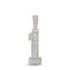 10kt Two-tone Gold Mens Baguette Diamond Number 1 Charm Pendant 1 Cttw