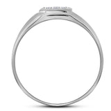 10kt White Gold Mens Round Diamond Cross Band Ring 1/20 Cttw