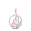 10kt Rose Gold Womens Round Diamond Butterfly Heart Pendant 1/4 Cttw