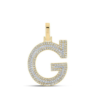10kt Two-tone Gold Mens Round Diamond G Initial Letter Pendant 3/8 Cttw
