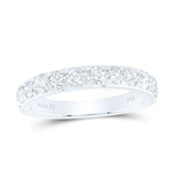 14kt White Gold Womens Round Diamond Wedding Single Row Band 1 Cttw