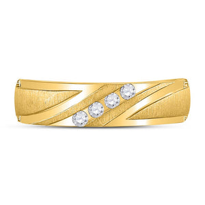 10kt Yellow Gold Mens Round Diamond Wedding Band Ring 1/6 Cttw