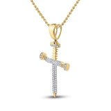 10kt Yellow Gold Mens Round Diamond Nail Cross Charm Pendant 3/8 Cttw