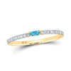 10kt Yellow Gold Womens Baguette Blue Topaz Diamond Band Ring 1/5 Cttw
